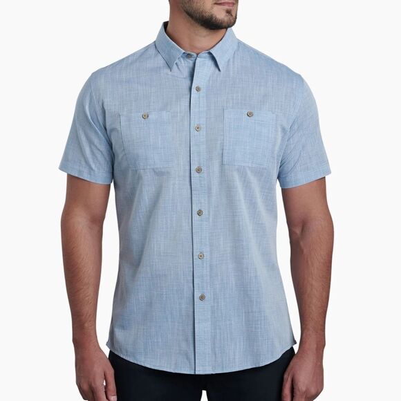 Kuhl Mens Blue Karib Striped Short Sleeve Shirt - Picture 1 of 9